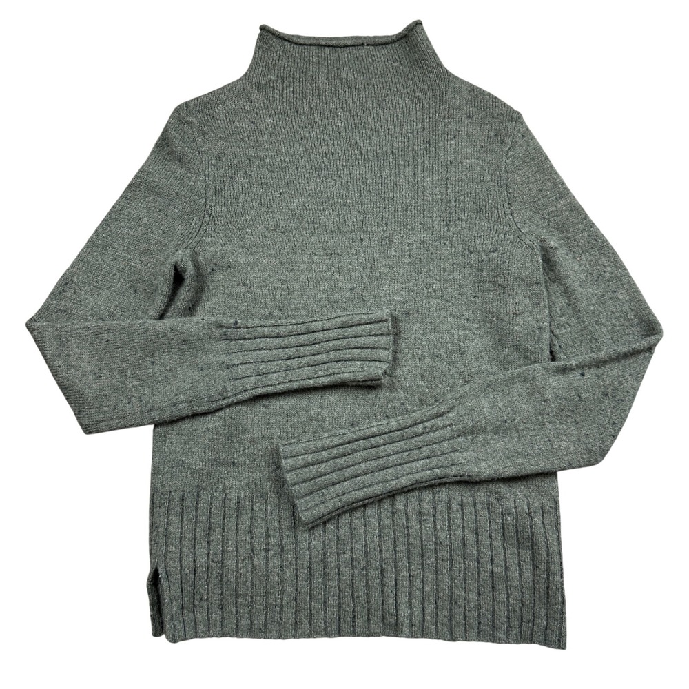 Madewell Merino Wool Blend Mock Neck Donegal Sweater Olive Green Marled Knit XS